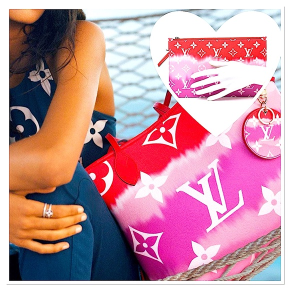 ❤️ Louis Vuitton Limited Edition Summer Escale Rouge Neverfull Wristlet Pochette - Picture 4 of 16